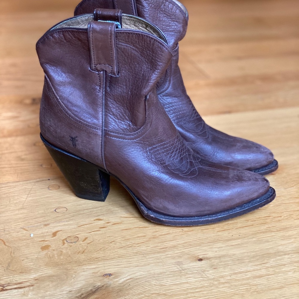 Frye Western Bootie Brown with Heel